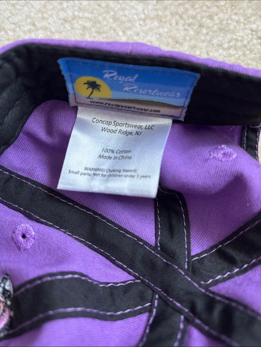 Dewey Beach Kids Purple Baseball Cap with Unicorn Patch
